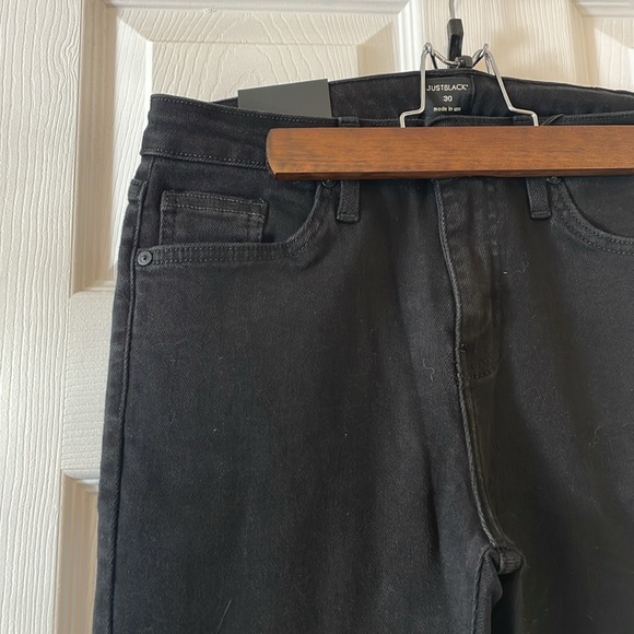 Just black denim distressed hem high rise black jeans punk goth rocker biker - Picture 5 of 9